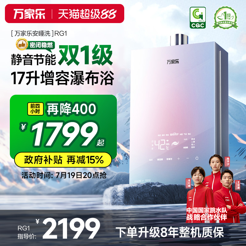政府补贴万家乐安睡洗燃气热水器家用16升天然气恒温下置风机RG1