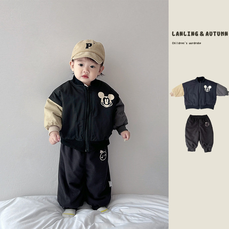婴儿冬季夹棉外套2024新款韩版洋气男童加厚保暖棒球服宝宝衣服潮