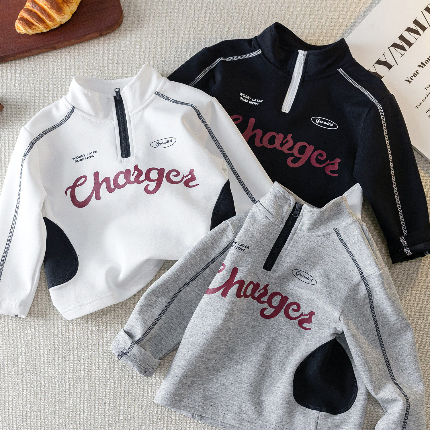 儿童字母外套男韩版2026春季新款小童套头上衣纯棉宝宝卫衣女洋气