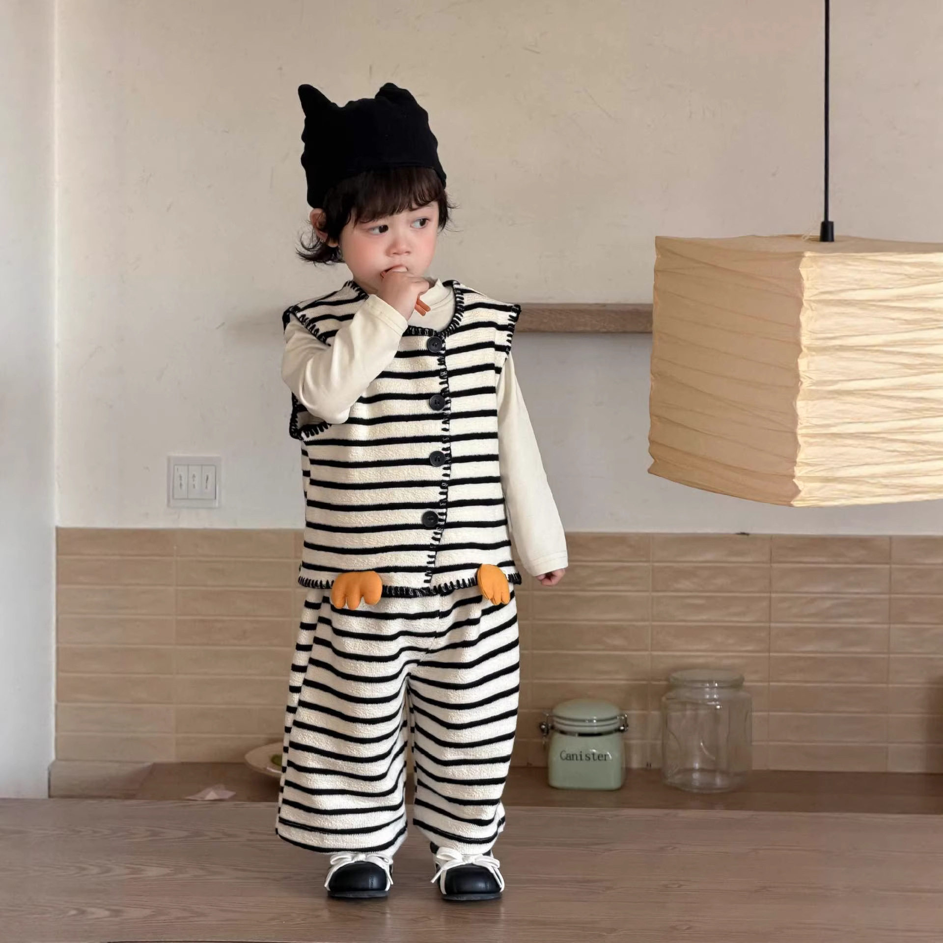 男童企鹅条纹马甲套装宝宝春装衣服韩版童装儿童服装批发加工定制