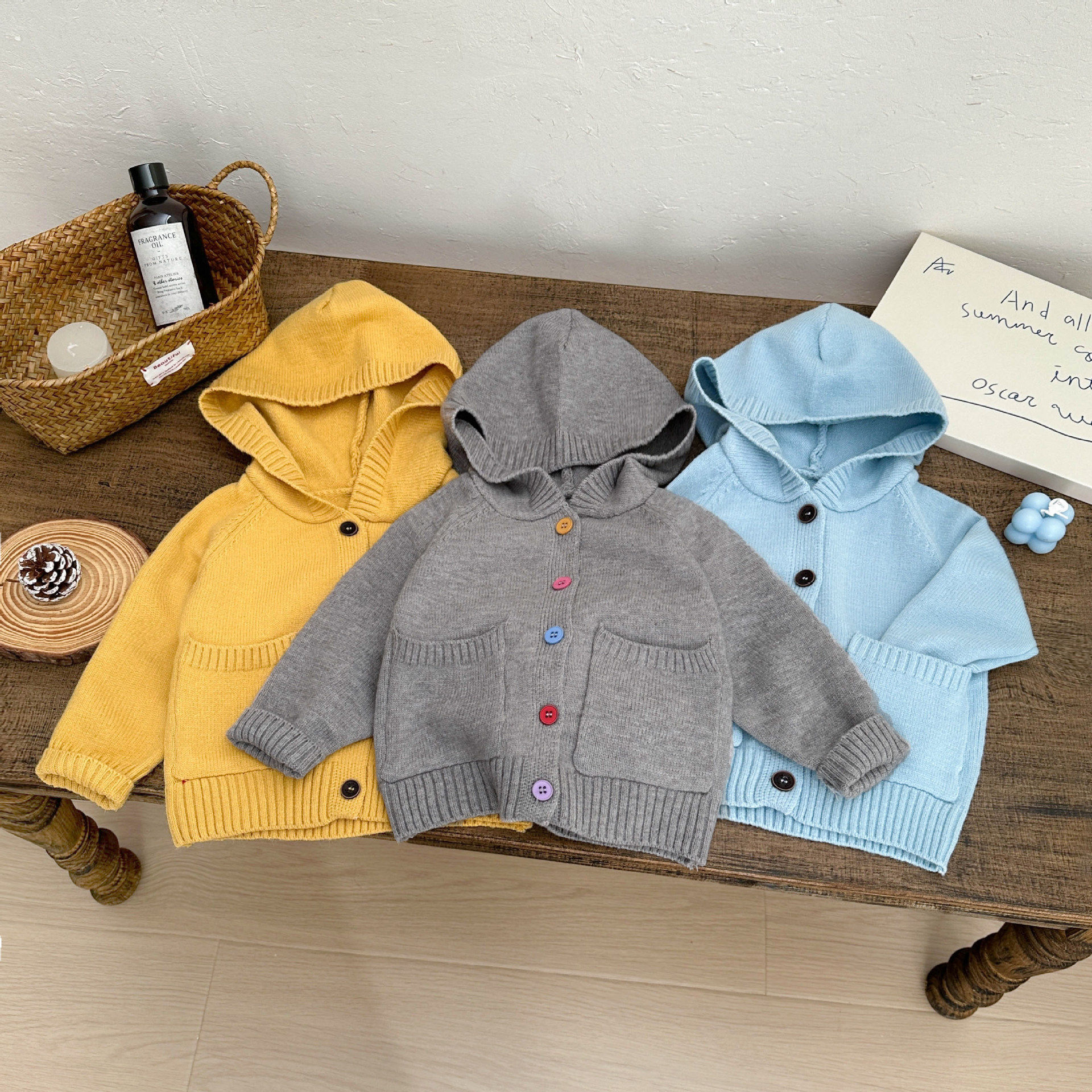 早春婴儿可爱连帽针织开衫春季韩系男女宝宝时尚毛衣小童薄款外套