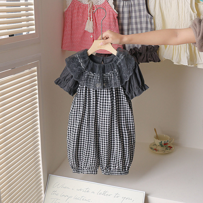 婴儿衣服夏季女宝宝背带裤套装新款洋气一岁婴幼儿夏装时尚两件套