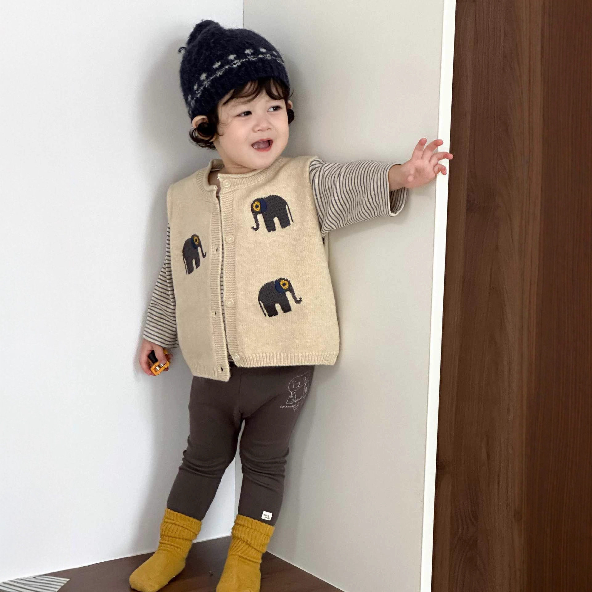 儿童马甲外套春季2026新款宝宝春装韩版童装春款男童条纹打底套装