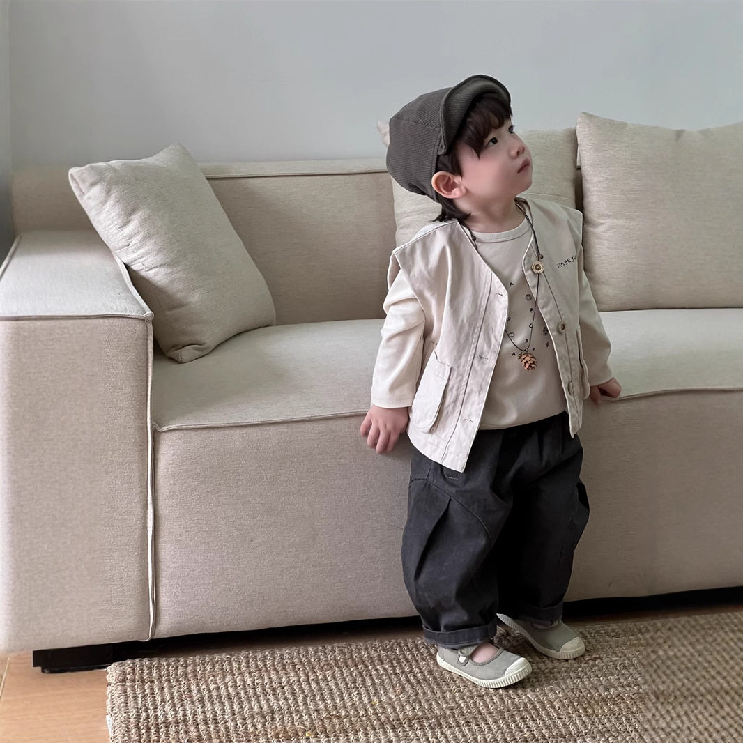 儿童春季衣服2026春款韩版童装宝宝春装马甲男童卫衣休闲裤套装