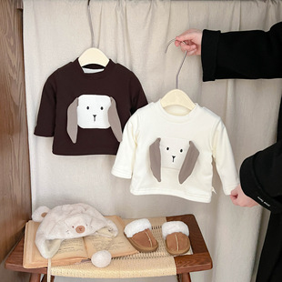 女童可爱加绒内搭秋冬季超萌婴儿加厚衣服洋气宝宝百搭保暖打底衫