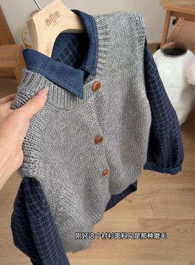 早秋巨好看的韩风chic一整套气质穿搭叠穿针织马甲衬衫两件套装女