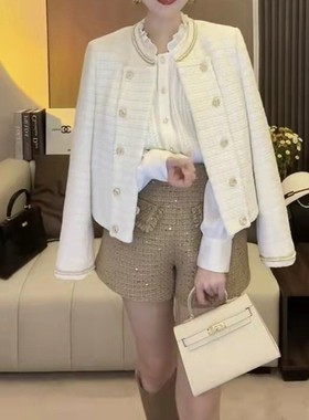 【伊丽莎白】白色小香风开衫外套A60561