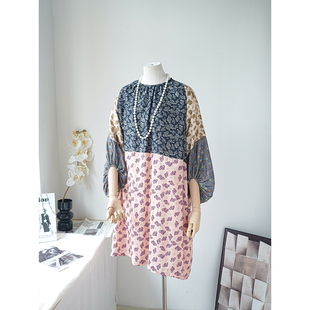 Kalman | 优雅显瘦！双宫真丝100%三色花卉艺术拼色度假连衣裙