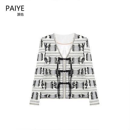 【树影蝴蝶】慵懒精致~~黑色编织系带设计小香外套     ~ A71858