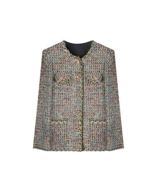 绿色90白鸭绒小香风外套女2024秋冬新款高级感加厚羽绒服A78056