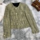 编织琉璃感 简约高级感 橄榄绿粗花呢外套法式 A71330