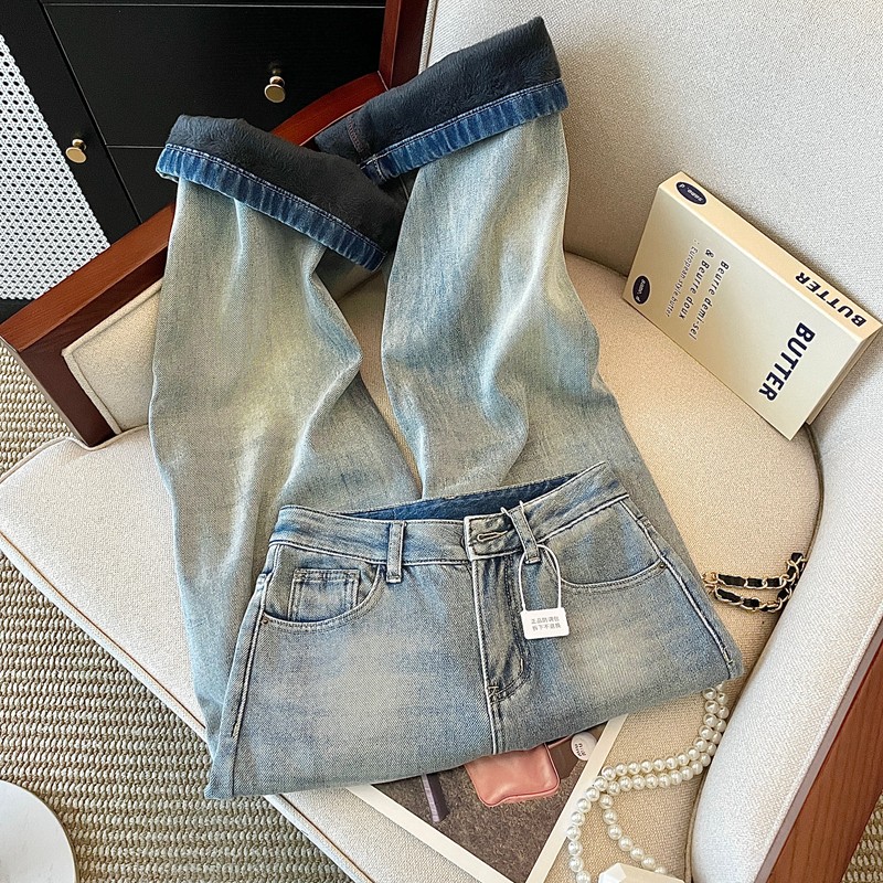 显瘦直筒裤宽松拖地裤子