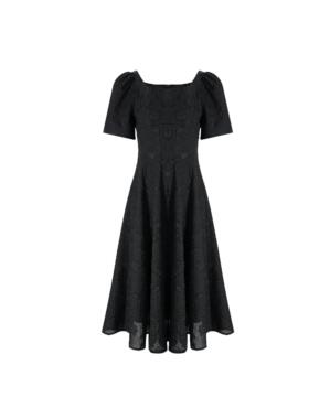 法式黑色轻熟风连衣裙女2024夏新款精致气质名媛A字中长裙A71063