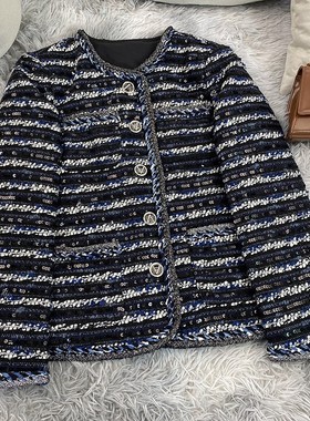 【深蓝色格子】  小香风外套女秋冬款         ~~A72009