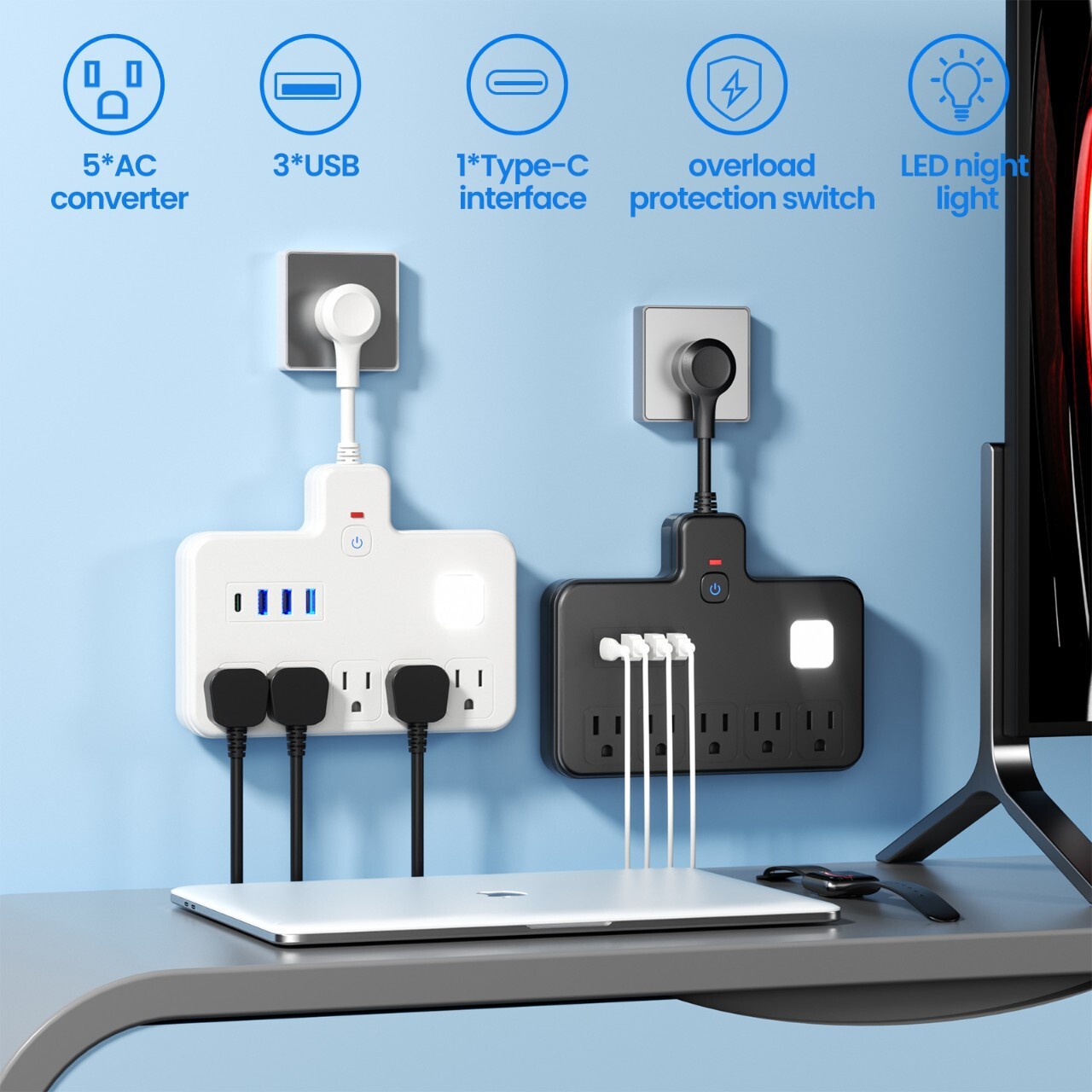 110V美标插座转换器台湾美规墙壁插孔扩展插排加拿大墨西哥延长线,电子/电工,USB/快充/无线充电排插,淘宝优惠券,粉丝福利购,淘宝优惠卷