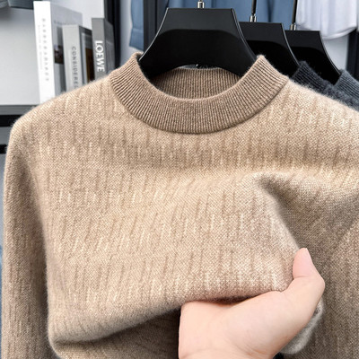 洋气羊毛衫男款冬季半高领双股加厚毛衣高端男士羊绒衫保暖百搭