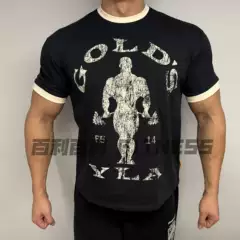 Gold's Gym×Youngla Joint Brand Men's and Women's Sports Fitness Retro Cotton Slim-Fit Stretch Short-Sleeved T-Shirt