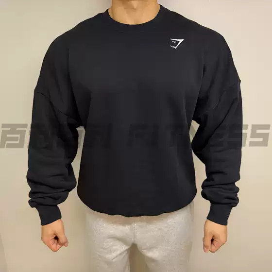 Bailey Bailey Gymshark Oversized Crest Men's Sports Fitness Embroidered Loose Round Neck Sweatshirt