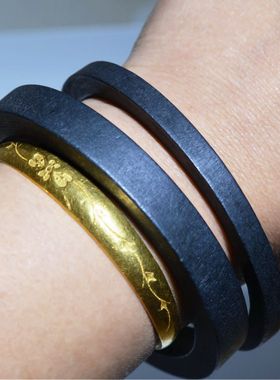 黑色手镯木瑕疵处理文艺复古时尚