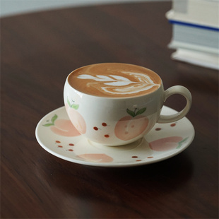 亮釉手绘蛋蛋杯◢叶子手作本来不该有咖啡杯女士个人手作拉花杯