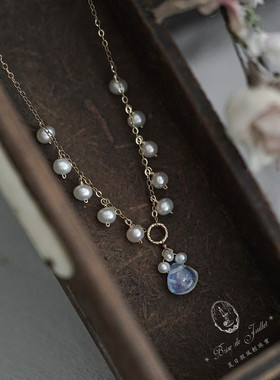 时光美人绝美月光石珍珠项链原创