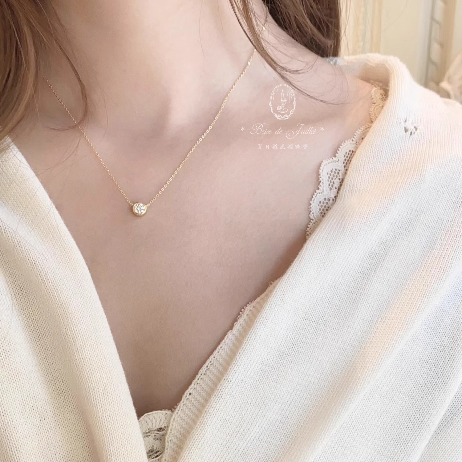 梦幻泡泡莫桑钻项链925镀金