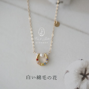 愿望馬蹄 夏日微風(fēng) 雙面彩白馬蹄鋯石項(xiàng)鏈鎖骨輕奢小眾通勤氣質(zhì)