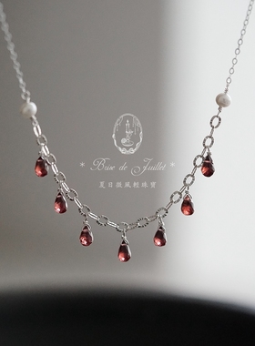 夏日微风石榴石项链原创纯银