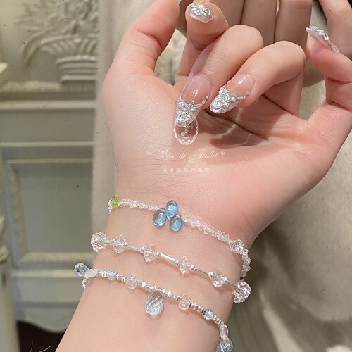 绝美纯银托帕石白水晶手链
