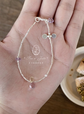 泰银天然石紫水晶手链