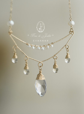 绝美原创紫水晶项链包金珍珠高级