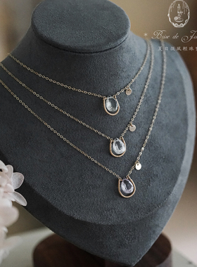 天然水晶白绿紫美国包金项链