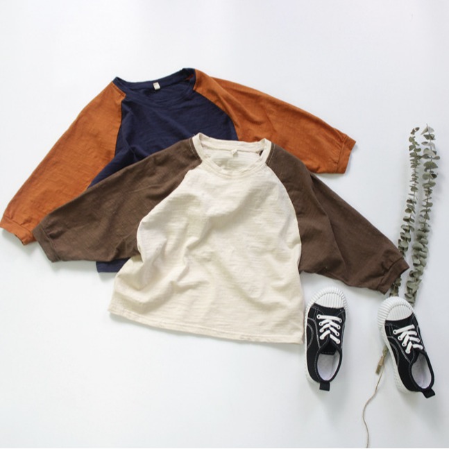 秋季儿童t恤长袖男童打底衫a类韩版拼色竹节棉女童上衣圆领百搭