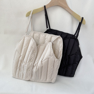 出口90白鸭绒轻薄羽绒内胆吊带衫 羽绒马甲背心保暖 轻便内搭超短款