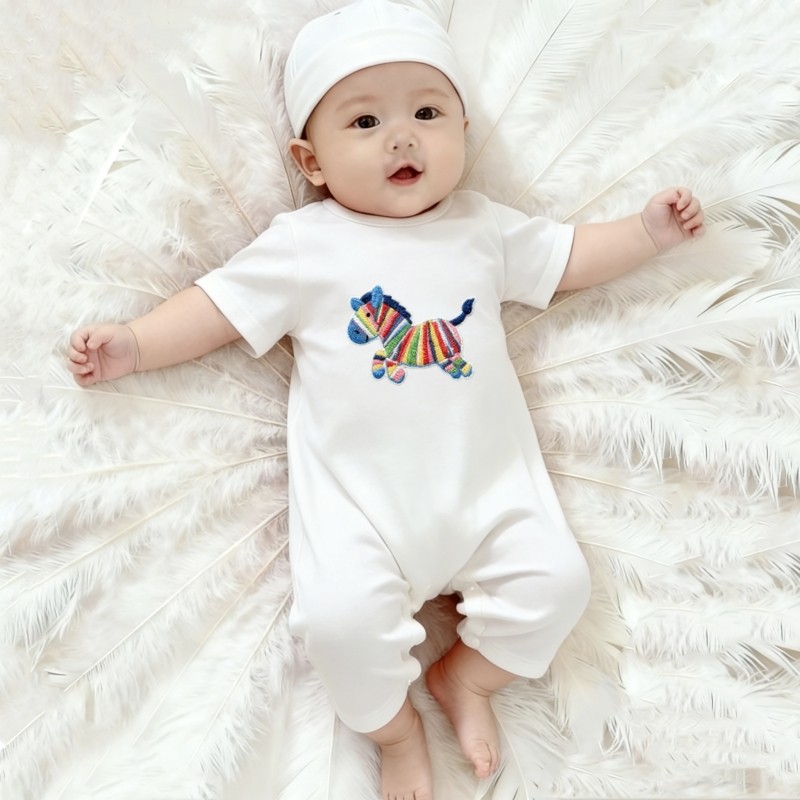 马年0-18月婴儿衣服夏天夏季薄款宝宝连体衣男女短袖哈衣爬服夏装