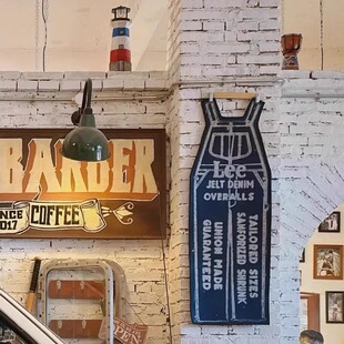 复古怀旧牛仔背带裤LEE地毯挂毯美式风酒吧餐厅咖啡厅装饰地毯