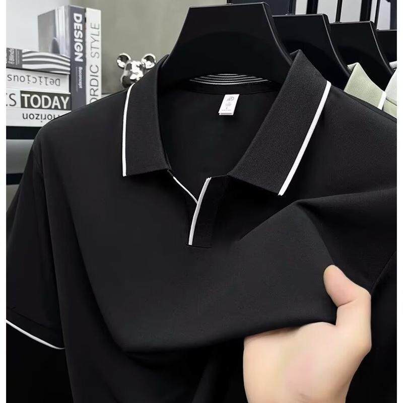 夏天t恤时尚百搭上衣男短袖休闲运动翻领衣服牛奶丝Polo衫