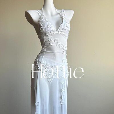 泳衣女款泡温泉月光协奏曲纯欲微透沙滩度假长裙bikini泳衣罩衫