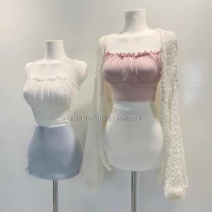 4色 现货 吊带背心 自带胸垫木耳边显胸大带短款 51STUDIO自制