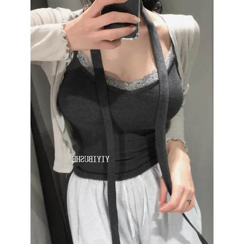 51STUDIO自制 PJ306撩而不自知 纯欲风蕾丝边显身材小吊带 送飘带