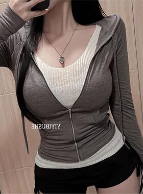 现货 51STUDIO自制ZO658性感纯欲显身材 巨好看的连帽卫衣外套