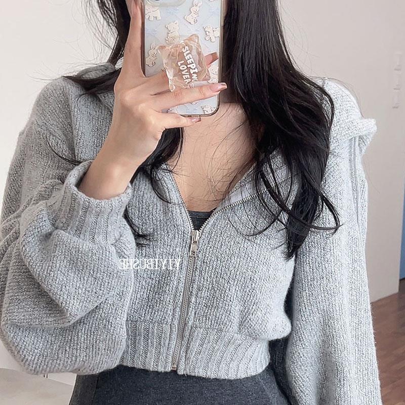 51STUDIO自制 LF052好穿又实惠~简约女人味连帽修身针织开衫hc