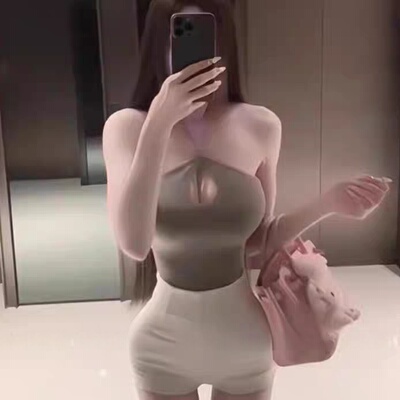 51STUDIO自制 2026性感镂空灰色挂脖显胸吊带背心设计感纯欲上衣