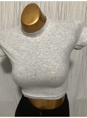 韩版性感小圆领紧身露脐短袖T恤女打底衫 jazz爵士舞蹈短款上衣棉