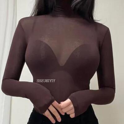 51STUDIO自制 GS131薄薄好穿 女人味性感微透高领紧身长袖打底t恤