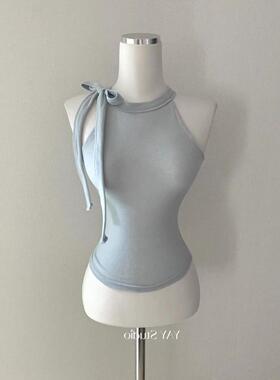 现货~51STUDIO自制 纯欲挂脖绑带无袖甜辣小背心