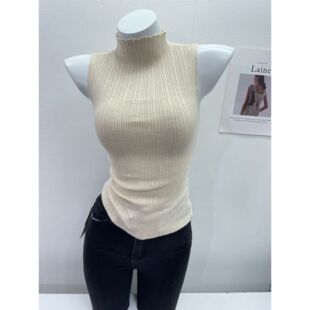 51STUDIO自制简约性感女人味半高领针织衫上衣紧身无袖背心秋冬装