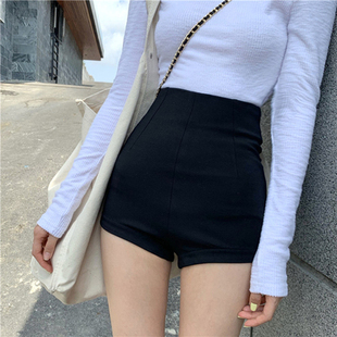 网红裤子女ins超火夏季2020新款显瘦百搭紧身高腰黑色短裤a字热裤