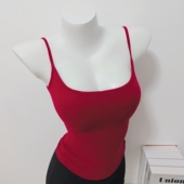 圆 秋冬加厚自带胸垫 大 可拆卸磨毛遮副乳方领吊带背心内搭