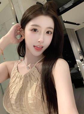 51STUDIO自制 2026春装纯欲短款无袖内搭小背心吊带针织挂脖上衣
